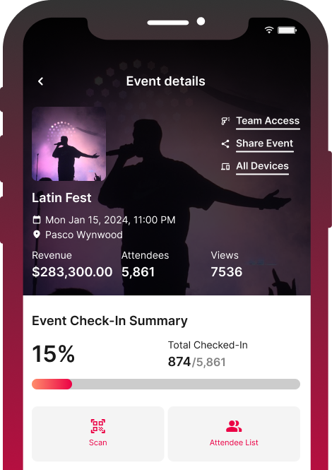 event management screenshot
