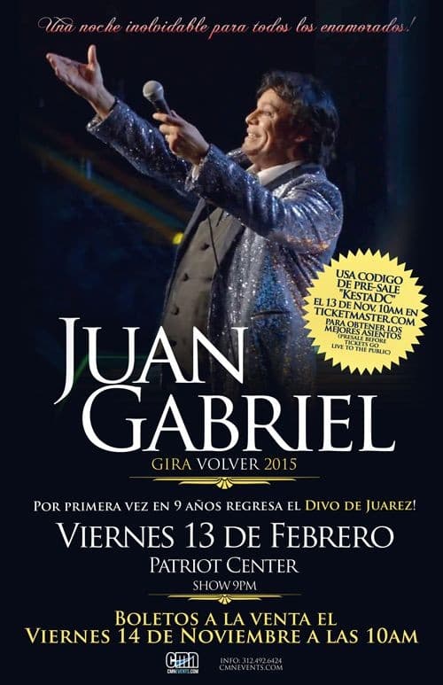 Event - Juan Gabriel en concierto NUEVA FECHA - Fairfax, Virginia - March 5, 2015 | concert tickets