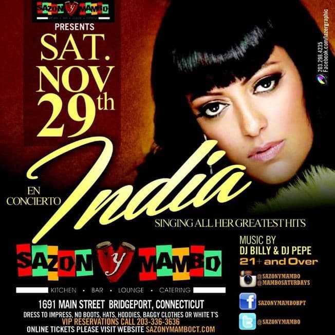 Event - La India en Connecticut - Bridgeport, Connecticut - November 29, 2014 | concert tickets