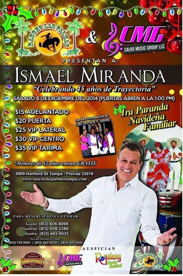 Event - Ismael Miranda concert Tampa Florida - Tampa, Florida - December 6, 2014 | concert tickets