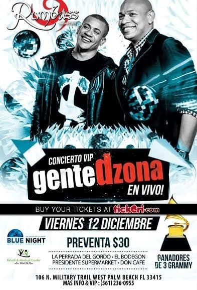 Event - Gente de Zona concert en West Palm Beach Florida - West Palm Beach, Florida - December 12, 2014 | concert tickets