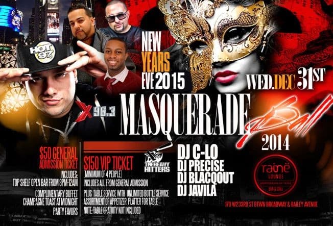 Event - New Years Eve Masquerade Ball Raine Lounge NYC - BRONX, New York - 31 de diciembre de 2014 | concert tickets