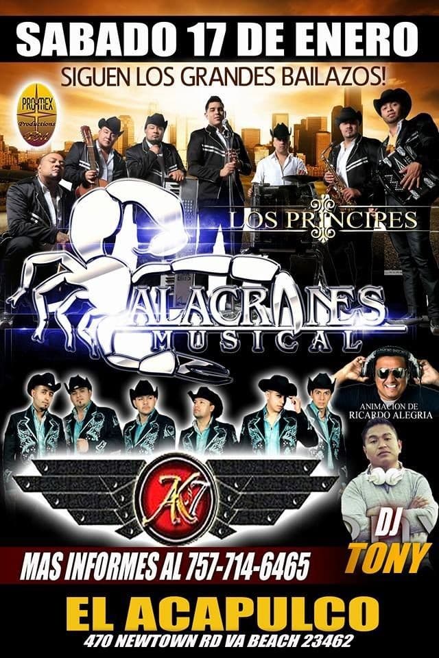 Event - Alacranes Musical, Los Princes y AK7 en Virginia Beach - Virginia Beach, Virginia - January 17, 2015 | concert tickets