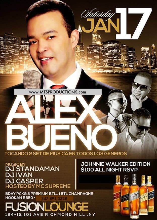 Event - ALEX BUENO LIVE AT FUSION LOUNGE - Long Island City, New York - January 17, 2015 | concert tickets