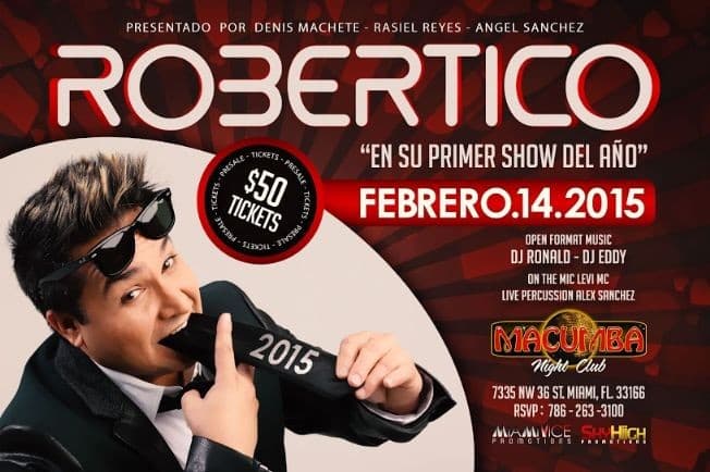 Event - Robertico Show en Miami - Miami, Florida - 14 de febrero de 2015 | concert tickets