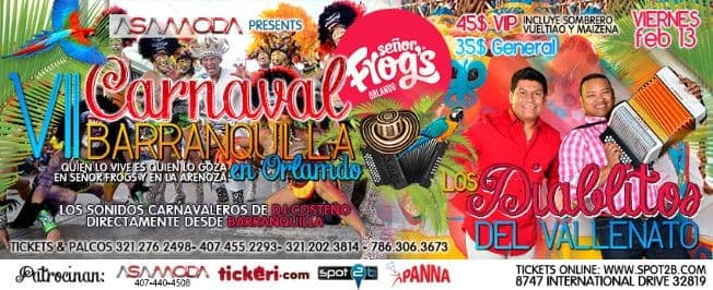 Event - Los Diablitos del Vallenato Carnaval de Barranquilla Orlando Florida - Orlando, Florida - February 13, 2015 | concert tickets