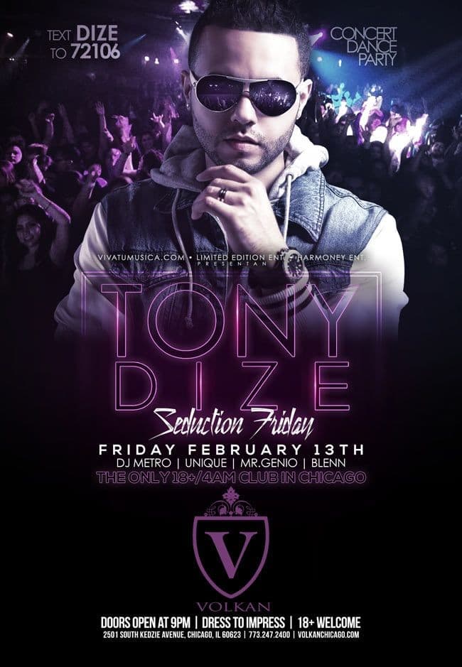 Event - Tony Dize in Chicago - Chicago, Illinois - February 13, 2015 | concert tickets