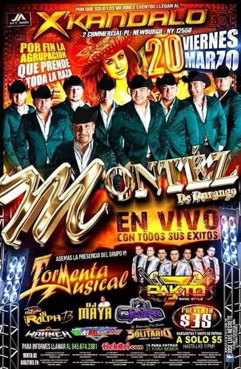 Event - Montez de Durango en Newburg New York - Newburgh, New York - March 20, 2015 | concert tickets