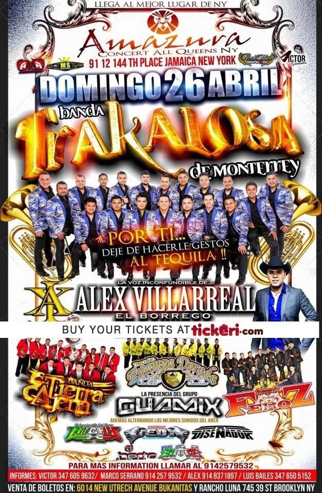 Event - Banda La Trakalosa en New York - Queens, New York - April 26, 2015 | concert tickets