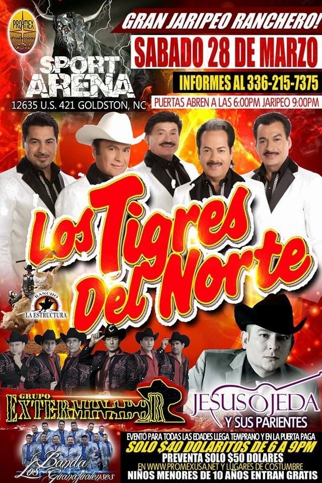 Event - Los Tigres del Norte en North Carolina - Goldston, North Carolina - March 28, 2015 | concert tickets