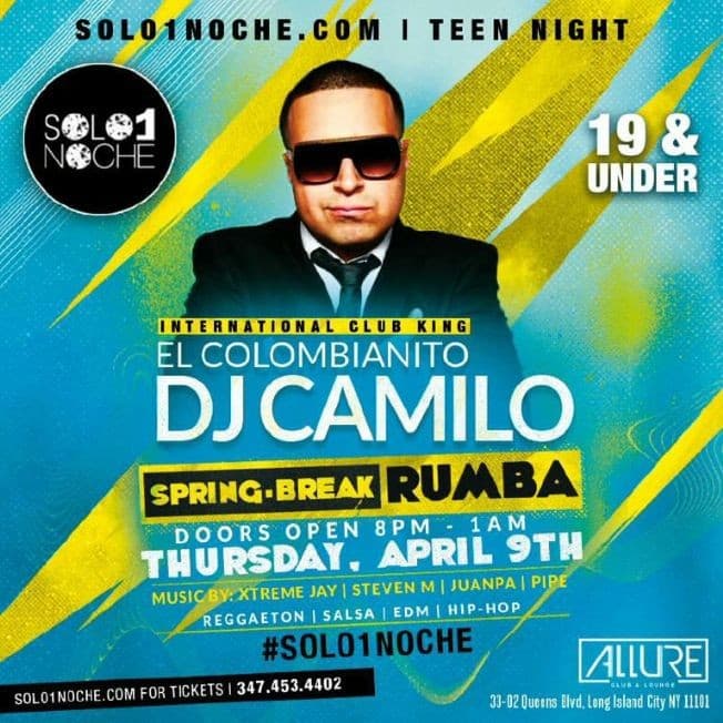 Event - Spring Break Rumba Teen Night DJ Camilo Live - Queens, New York - April 9, 2015 | concert tickets