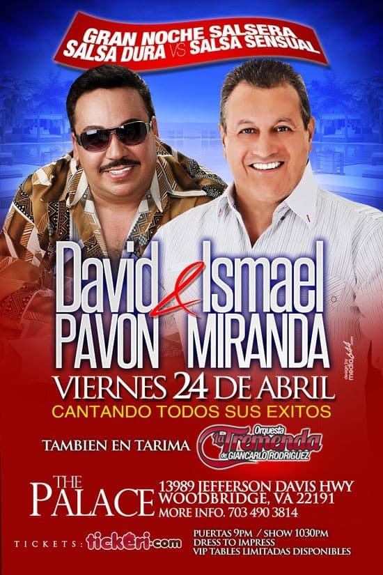Event - Ismael Miranda y David Pabon en Virginia - Woodbridge, Virginia - April 24, 2015 | concert tickets
