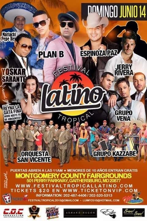 Event - Plan B, Jerry Rivera, Espinoza Paz, Grupo Vena, Orquesta San Vicente, Yoskar Sarante, Grupo Kazzabe en Maryland - Gaithersburg, Maryland - June 14, 2015 | concert tickets