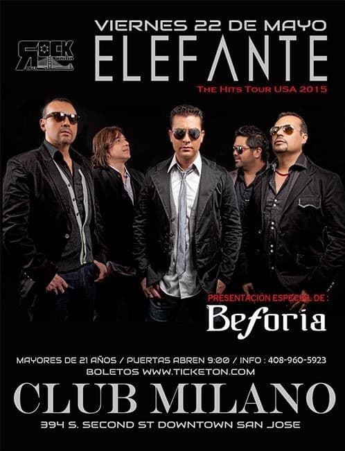 Event - Elefante en San Jose California - San Jose, California - 22 de mayo de 2015 | concert tickets