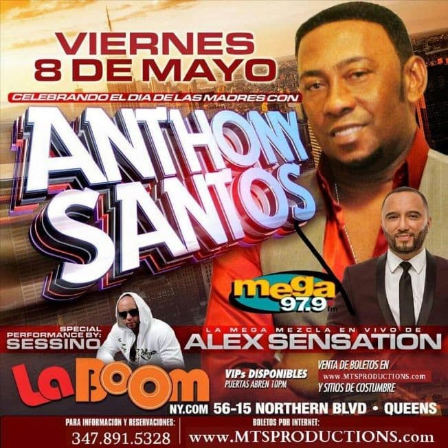 Event - Friday Anthony Santos Live at La Boom - Woodside, New York - May 8, 2015 | concert tickets