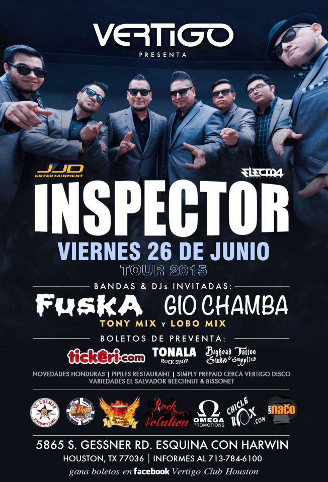 Event - INSPECTOR en Houston - Houston, Texas - June 26, 2015 | concert tickets
