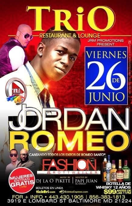 Event - Jordan Romeo en Baltimore (imitador de Romeo Santos) - Baltimore, Maryland - June 26, 2015 | concert tickets