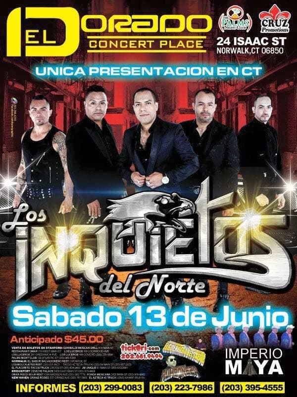 Event - Los Inquietos del Norte en Norwalk CT - Norwalk, Connecticut - June 13, 2015 | concert tickets