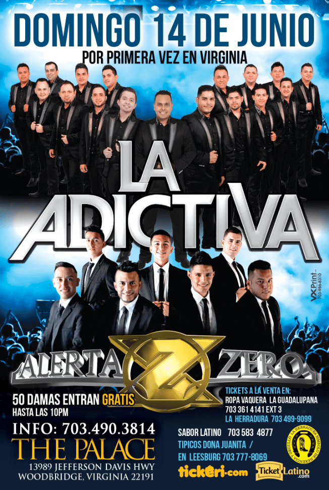 Event - La Adictiva Y TAMBIEN EN TARIMA -ALERTA ZERO! - Woodbridge, Virginia - June 14, 2015 | concert tickets