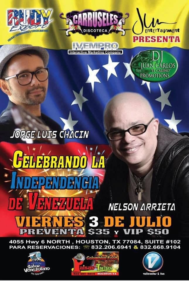 Event - Nelson Arrieta y Jorge Luis Chacin en Houston - Houston, Texas - July 3, 2015 | concert tickets