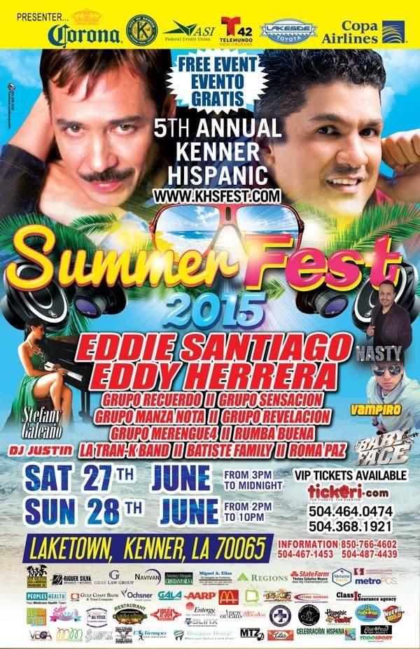 Event - Eddie Santiago at Summer Fest New Orleans Sunday - Kenner, Louisiana - June 28, 2015 | concert tickets