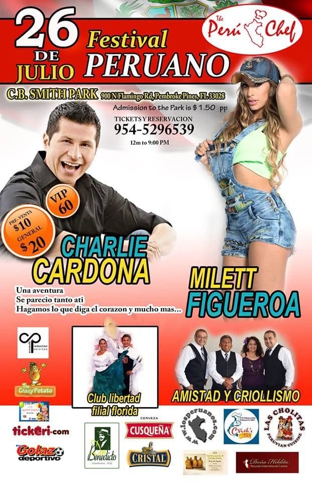 Event - Festival Peruano en Pembroke Pines Florida Charlie Cardona y Millet Figueroa - Pembroke Pines, Florida - July 26, 2015 | concert tickets