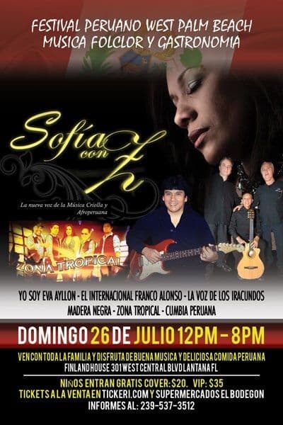 Event - FESTIVAL PERUANO WEST PALM BEACH - Lantana, Florida - July 26, 2015 | concert tickets