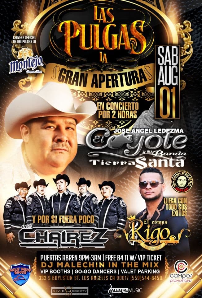 Event - El Coyote y Su Banda Tierra Santa - Los Chairez -  El Compa Rigo - Los Angeles, California - August 1, 2015 | concert tickets