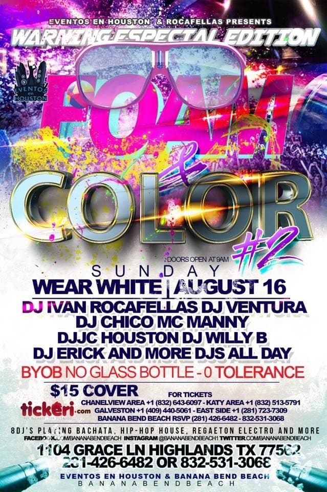Event - FOAM & COLOR #2 SPECIAL EDITION - Highlands, Texas - August 16, 2015 | concert tickets