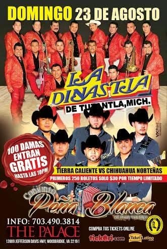Event - La Dinastia y Pena Blanca en Virginia - Woodbridge, Virginia - August 23, 2015 | concert tickets