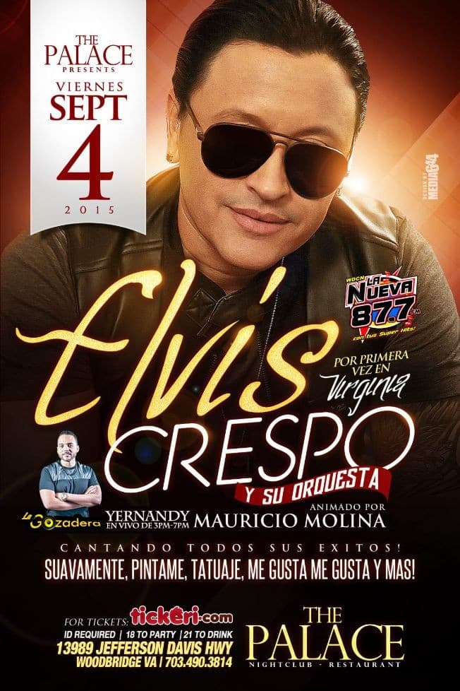 Event - Elvis Crespo en Virginia - Woodbridge, Virginia - September 4, 2015 | concert tickets