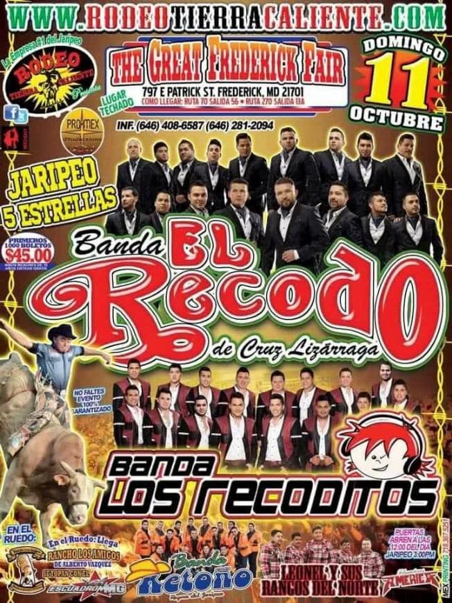 Event - Jaripeo con Banda el Recordo, Banda Los Recoditos y mas en Frederick MD - Frederick, Maryland - October 11, 2015 | concert tickets