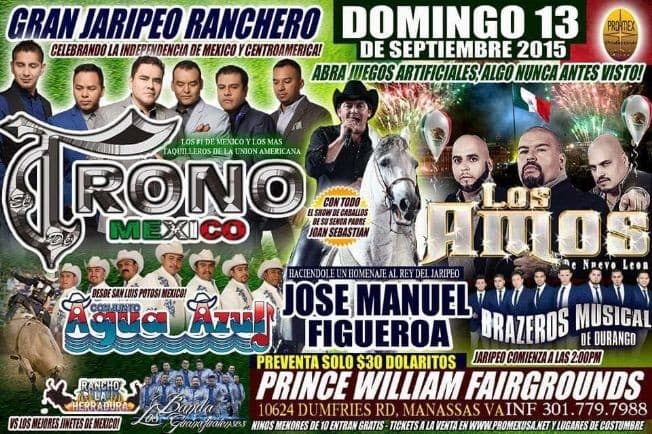 Event - Gran Jaripeo Ranchero con Trono de Mexico, Los Amos y mucho mas en Manassas VA - Manassas, Virginia - September 13, 2015 | concert tickets
