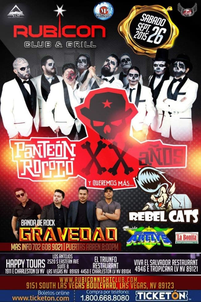 Event - Panteon Rococo Tour 20 Años Las Vegas Nv CANCELADO - Las Vegas, Nevada - September 26, 2015 | concert tickets