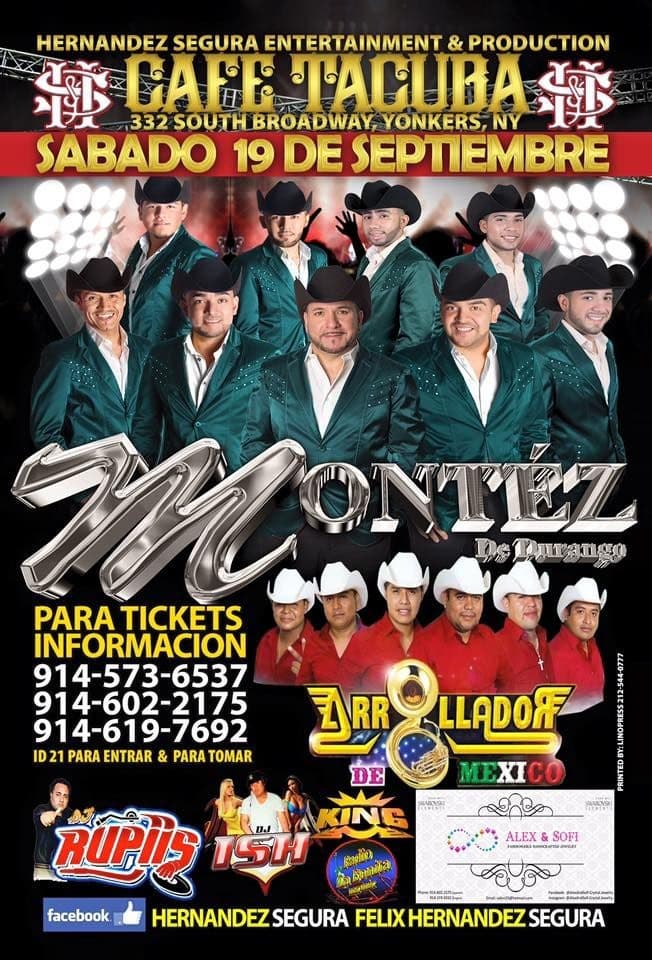 Event - Montez de Durango en Yonkers NYC - Yonkers, New York - September 19, 2015 | concert tickets