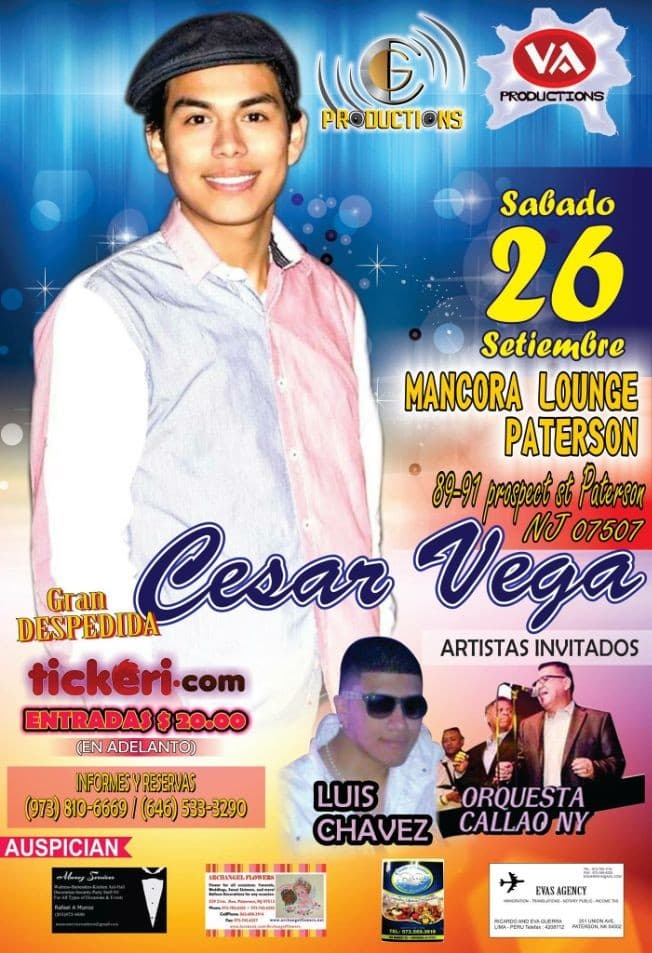 Event - Cesar Vega y artistas invitados en New Jersey - Paterson, New Jersey - 26 de septiembre de 2015 | concert tickets