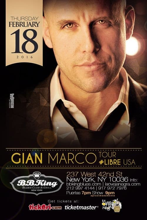 Event - Gianmarco en New York - New York, New York - February 18, 2016 | concert tickets