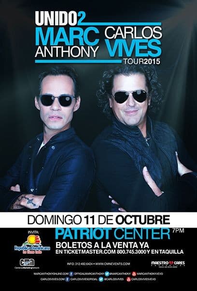 Event - Marc Anthony &  Carlos Vives en Virginia - Fairfax, Virginia - 11 de octubre de 2015 | concert tickets