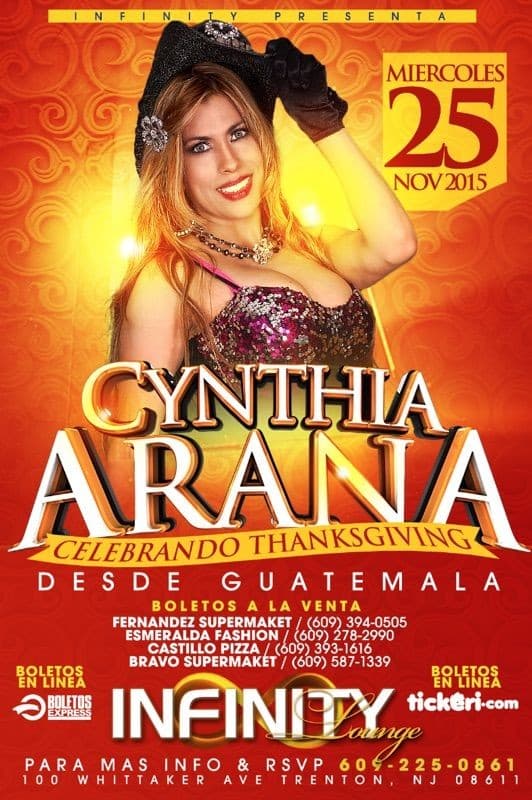 Event - Cynthia  Arana en New Jersey - Trenton, New Jersey - November 25, 2015 | concert tickets