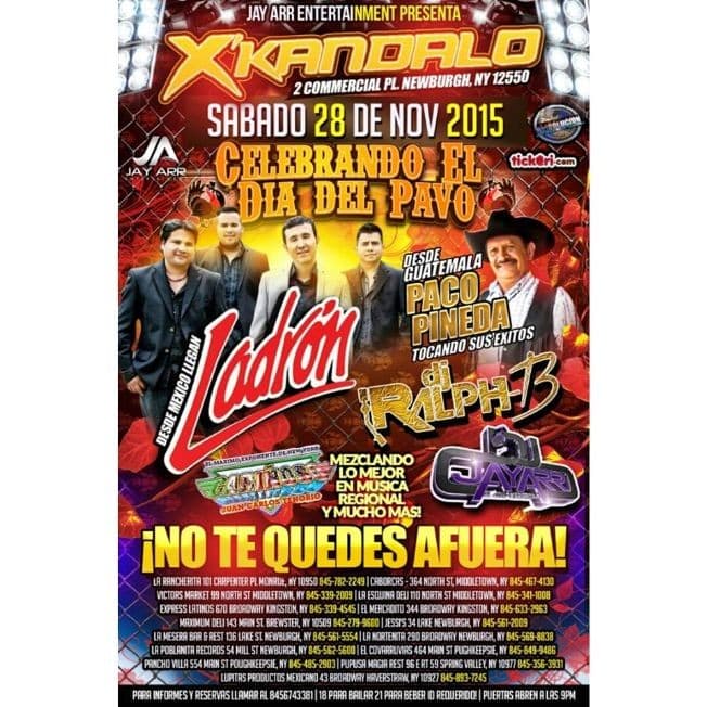 Event - Grupo Ladron y Paco Pineda en concierto Newburgh NY - Newburgh, New York - 28 de noviembre de 2015 | concert tickets
