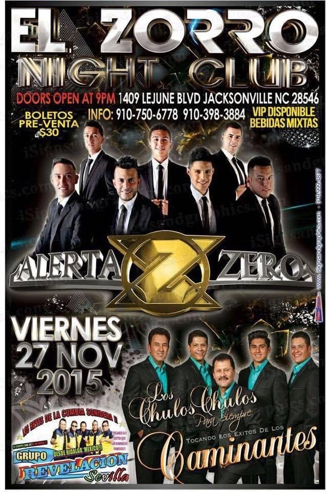 Event - Alerta Zero en Jacksonville North Carolina - Jacksonville, North Carolina - November 27, 2015 | concert tickets