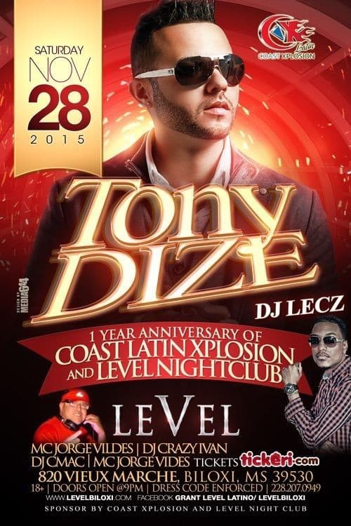 Event - Tony Dize En Concierto en Biloxi - Biloxi, Mississippi - November 28, 2015 | concert tickets