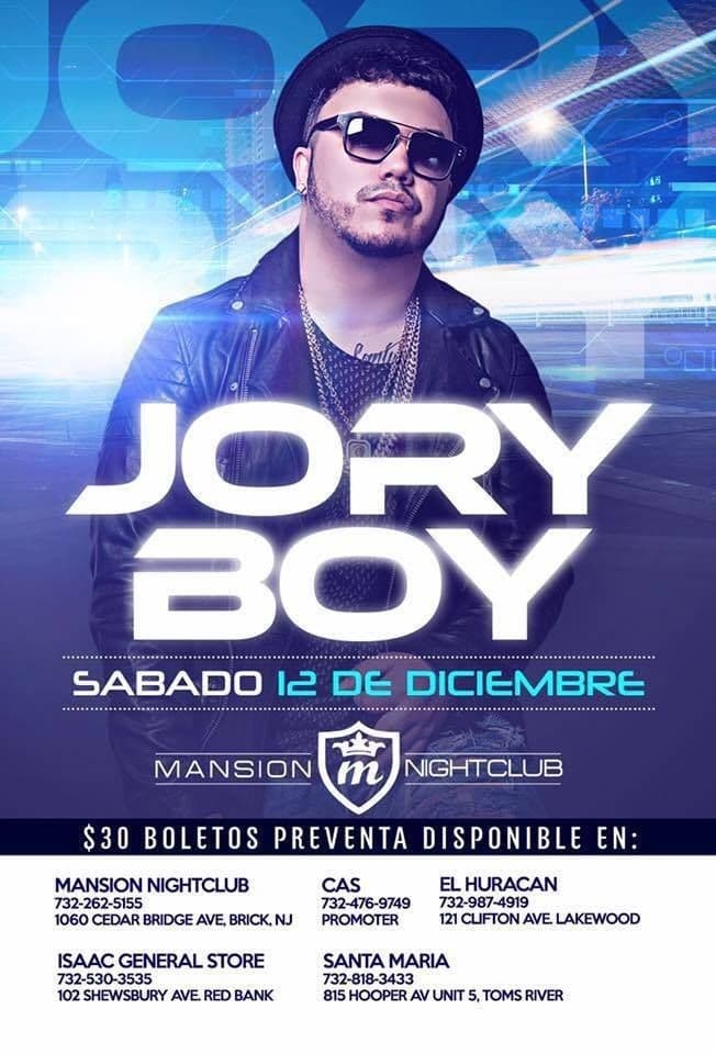 Event - Jory en New Jersey - Brick, New Jersey - December 12, 2015 | concert tickets