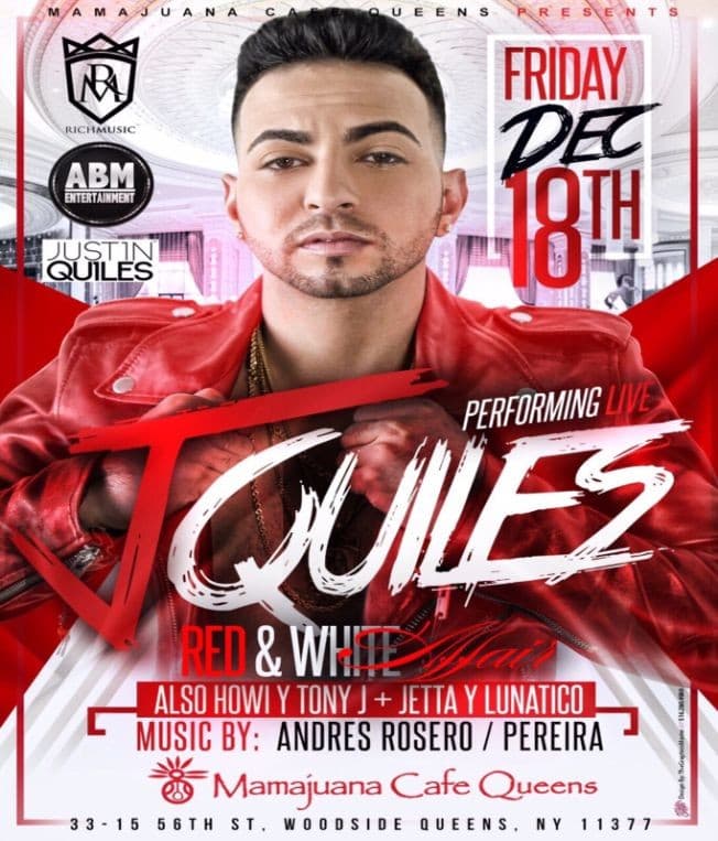 Event - Dec 18th JUSTIN QUILES LIVE @ Mamajuana Cafe Queens. - Queens, New York - December 18, 2015 | concert tickets