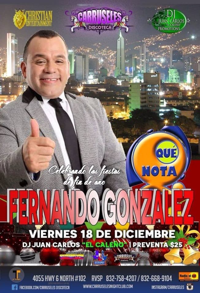 Event - Fernando Gonzalez en Houston - Houston, Texas - December 18, 2015 | concert tickets