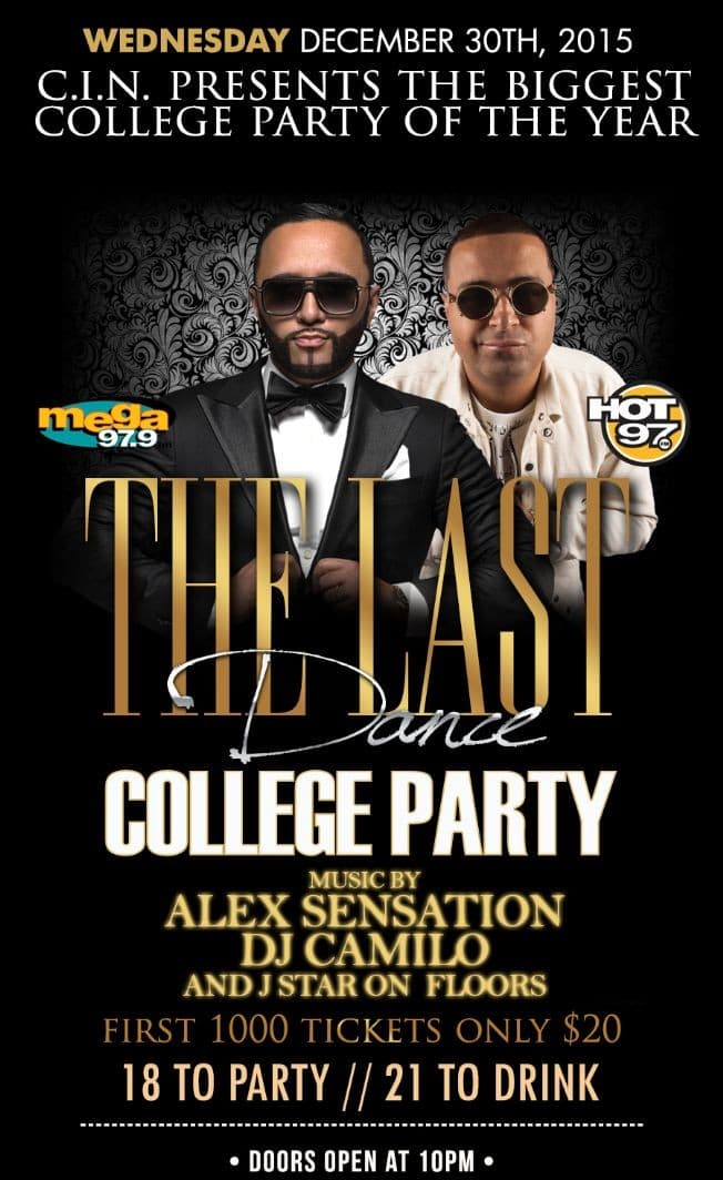 Event - The Last Dance College Party DJ Camilo With Alex Sensation Live At Stage 48 - New York, New York - December 30, 2015 | concert tickets