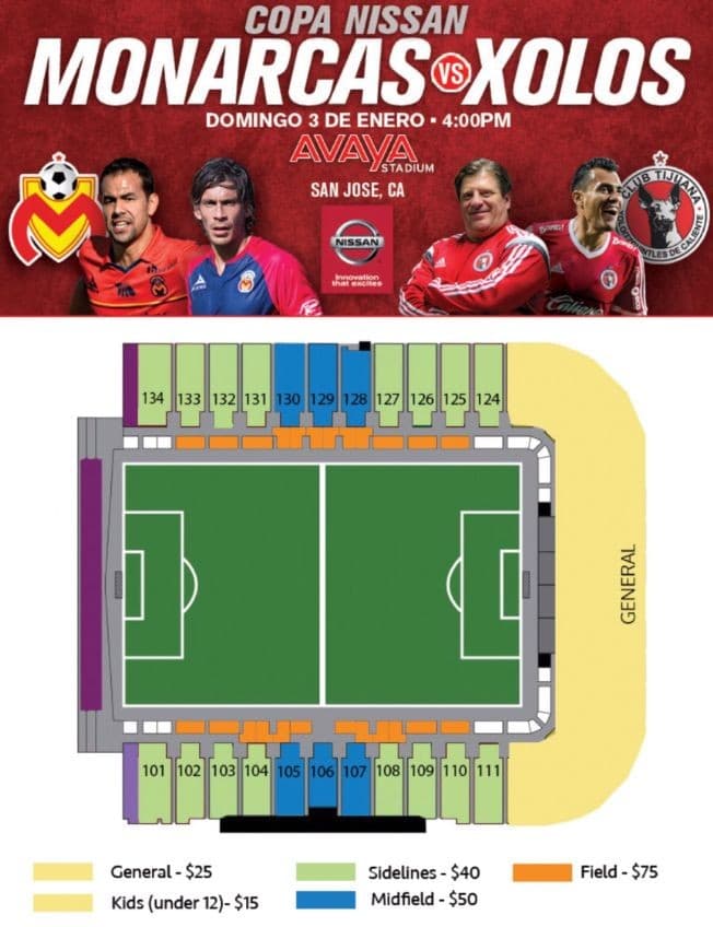 Event - Copa Nissan Monarcas vs Xolos en San Jose CA - San Jose, California - January 3, 2016 | concert tickets