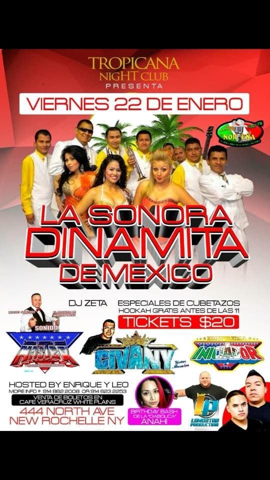 Event - La Sonora Dinamita de Mexico en New Rochelle NY - New Rochelle, New York - January 22, 2016 | concert tickets