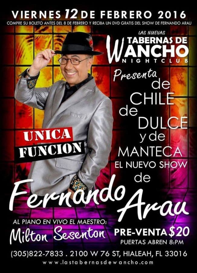 Event - Fernando Arau en Hialeah FL - Hialeah, Florida - February 12, 2016 | concert tickets