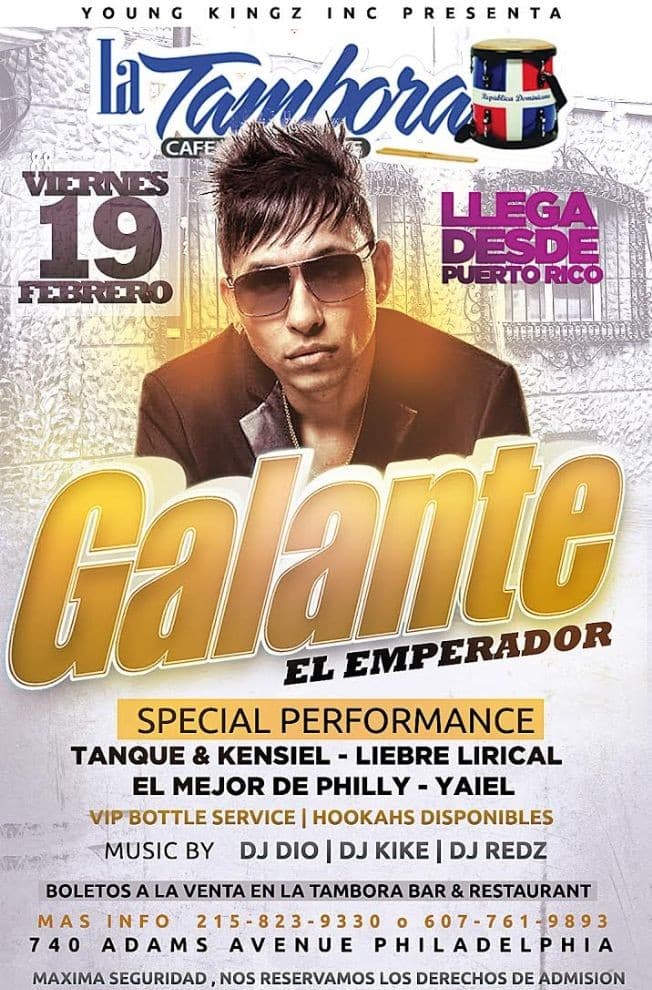 Event - Galante "El Emperador" - Philadelphia, Pennsylvania - February 19, 2016 | concert tickets